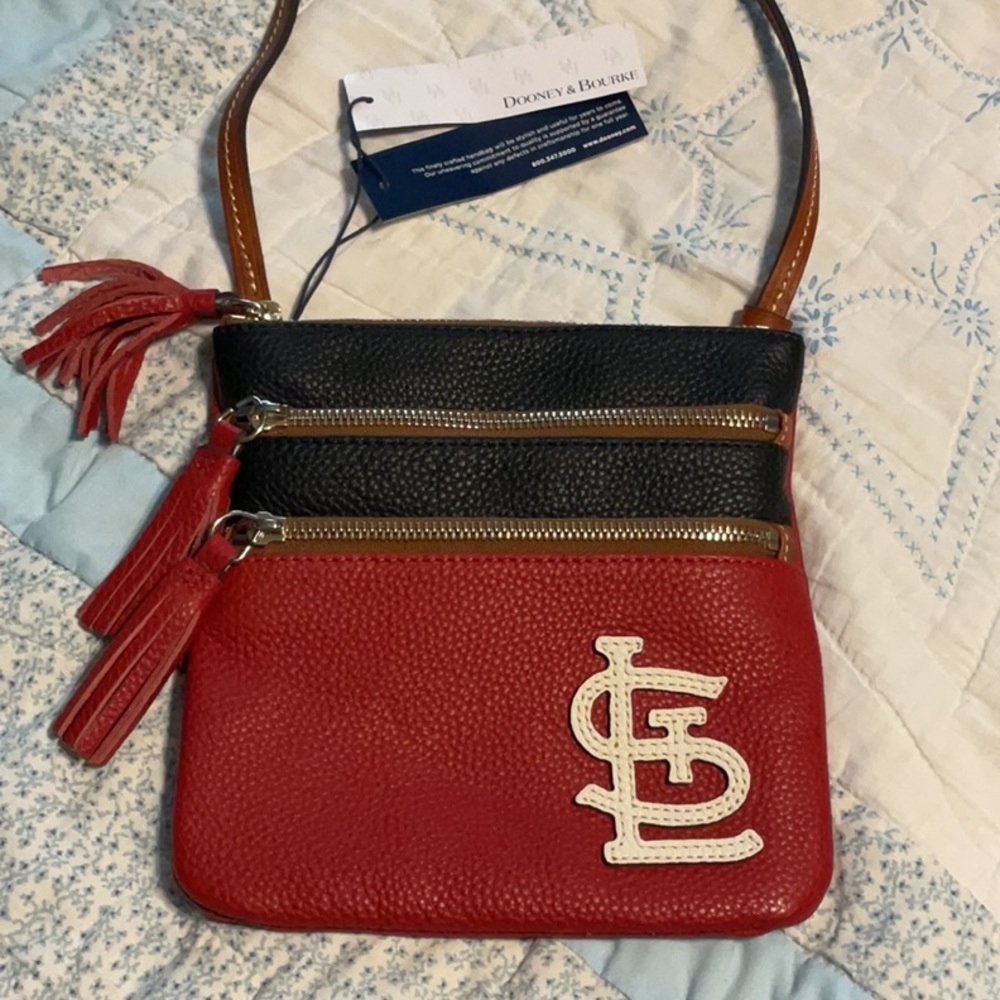 Dooney & Bourke Red/Navy St. louis Cardinals crossbody 3 zip purse